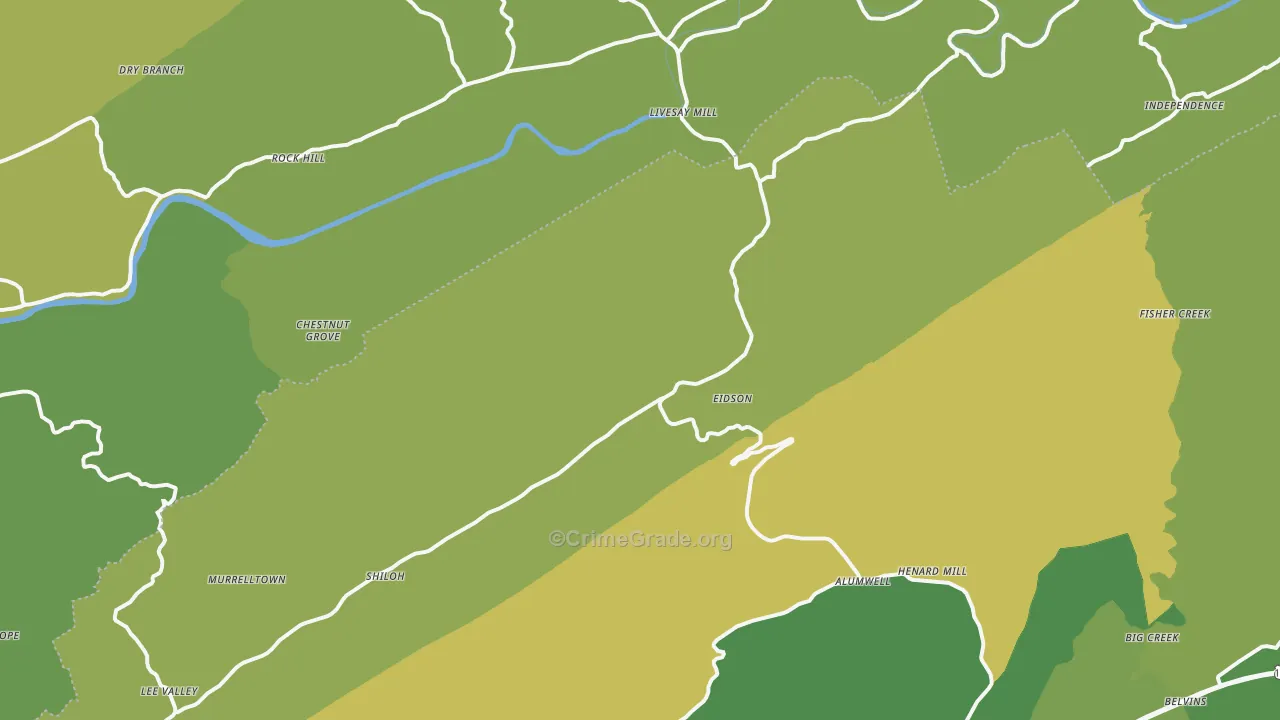 Eidson, TN Map of Vehicle Theft Rates