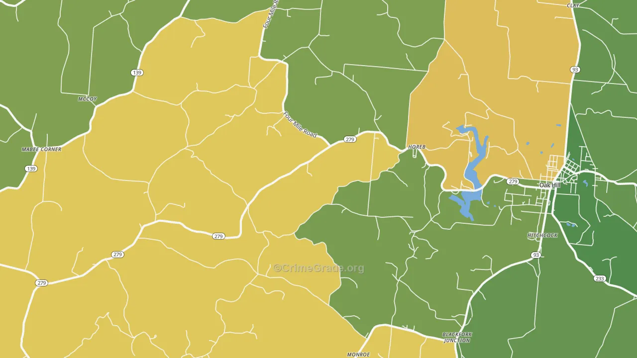 Eifort, OH Map of Vehicle Theft Rates