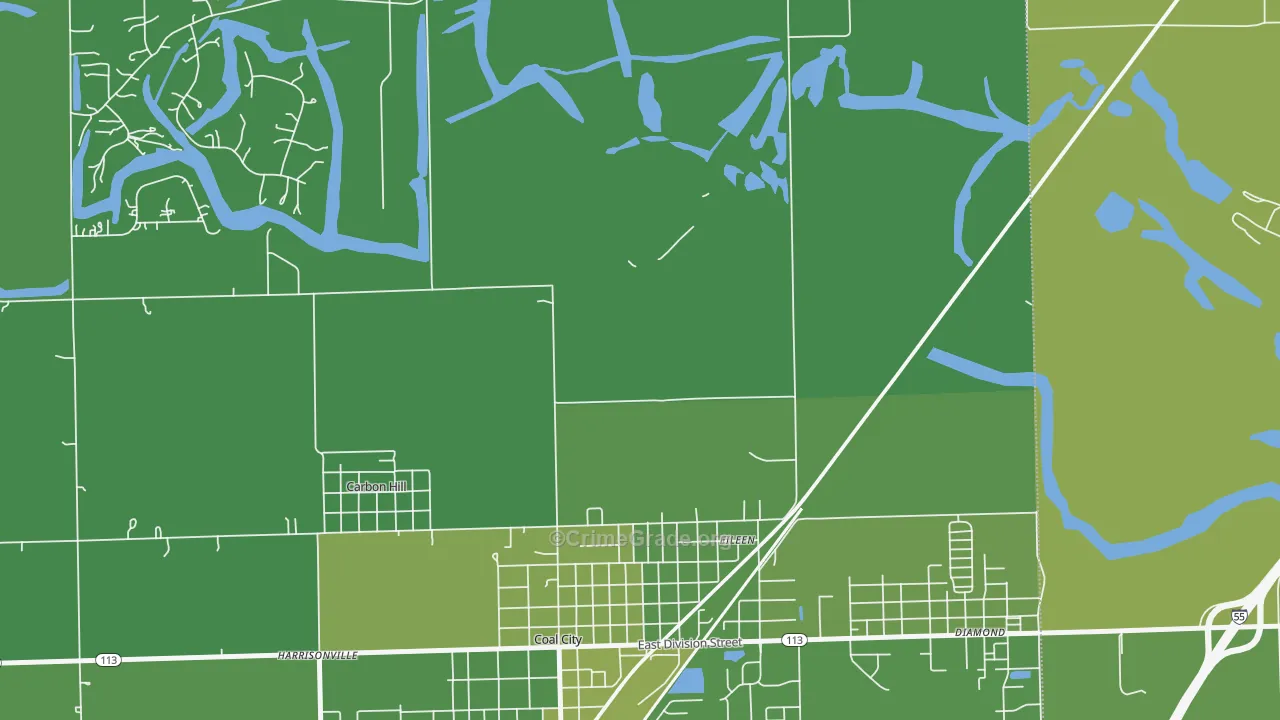 Eileen, IL Map of Vehicle Theft Rates