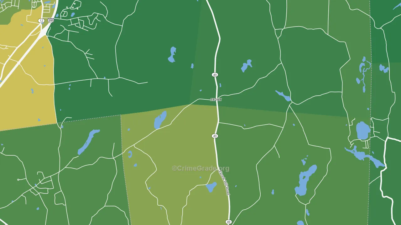 Ekonk, CT Map of Vehicle Theft Rates