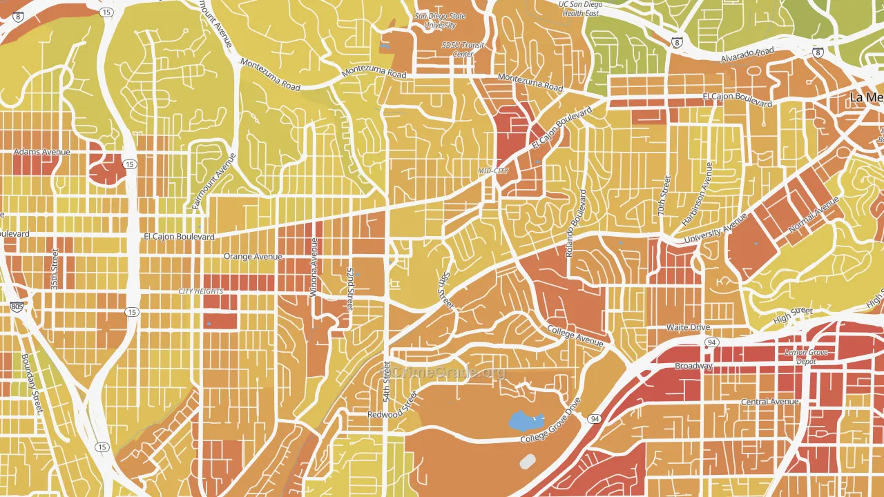 El Cerritos, San Diego, CA Map of Vehicle Theft Rates