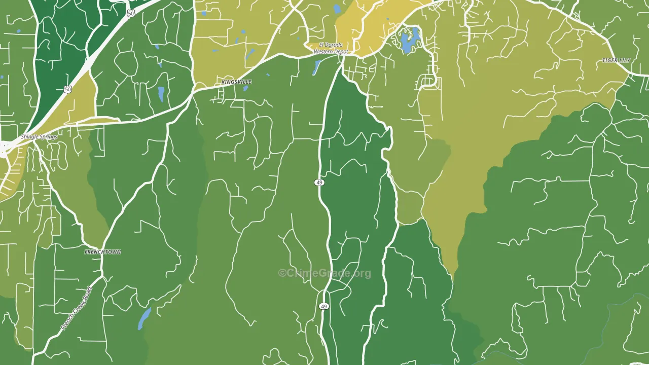 El Dorado, CA Map of Vehicle Theft Rates