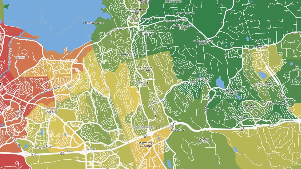 El Dorado Hills, CA Map of Vehicle Theft Rates