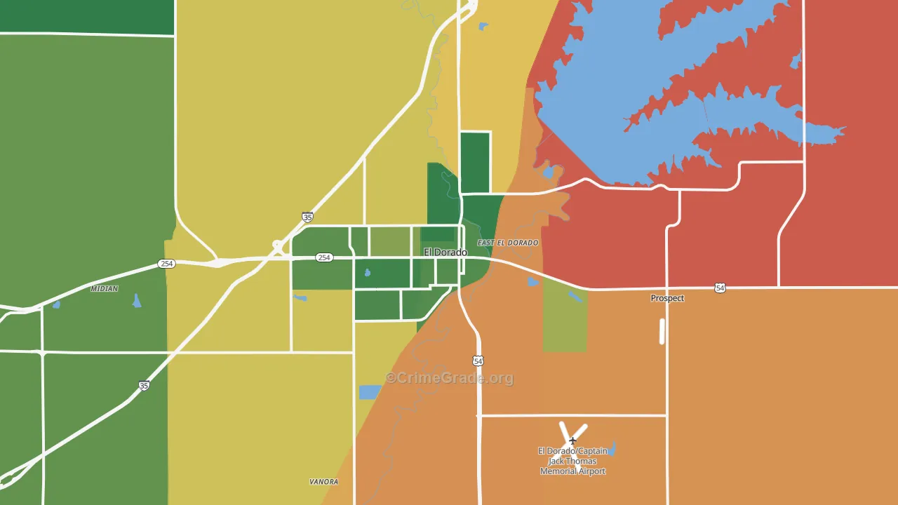 El Dorado, KS Map of Vehicle Theft Rates