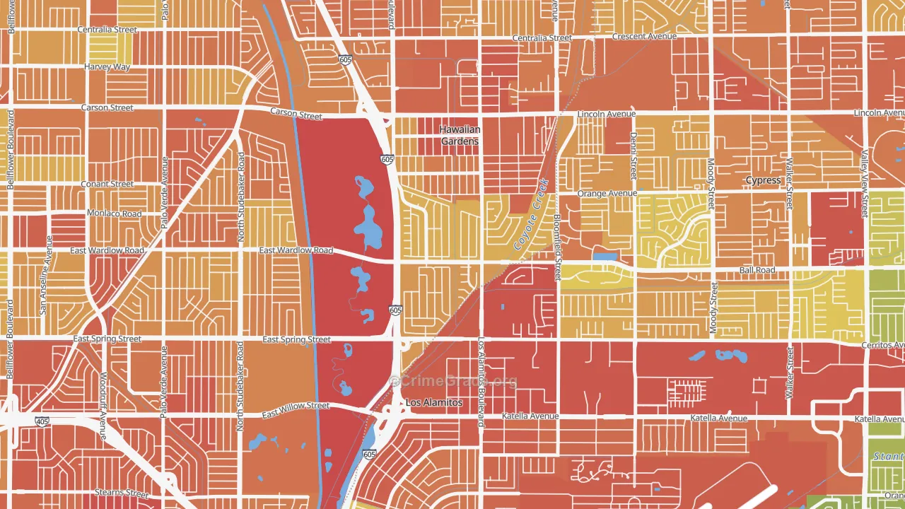 El Dorado Park, Long Beach, CA Map of Vehicle Theft Rates