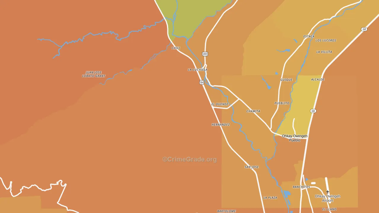 El Duende, NM Map of Vehicle Theft Rates