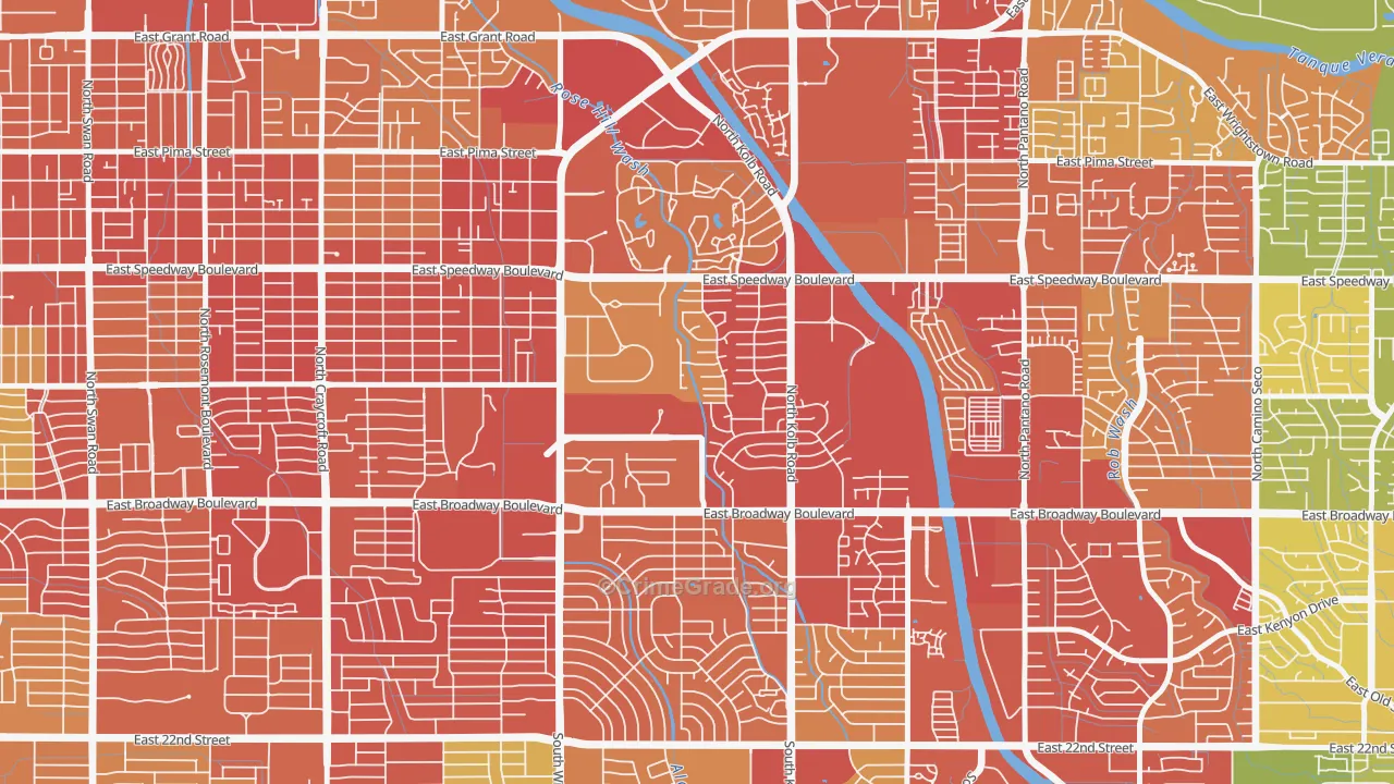 El Gheko, Tucson, AZ Map of Vehicle Theft Rates