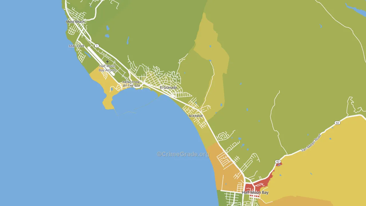 El Granada, CA Map of Vehicle Theft Rates