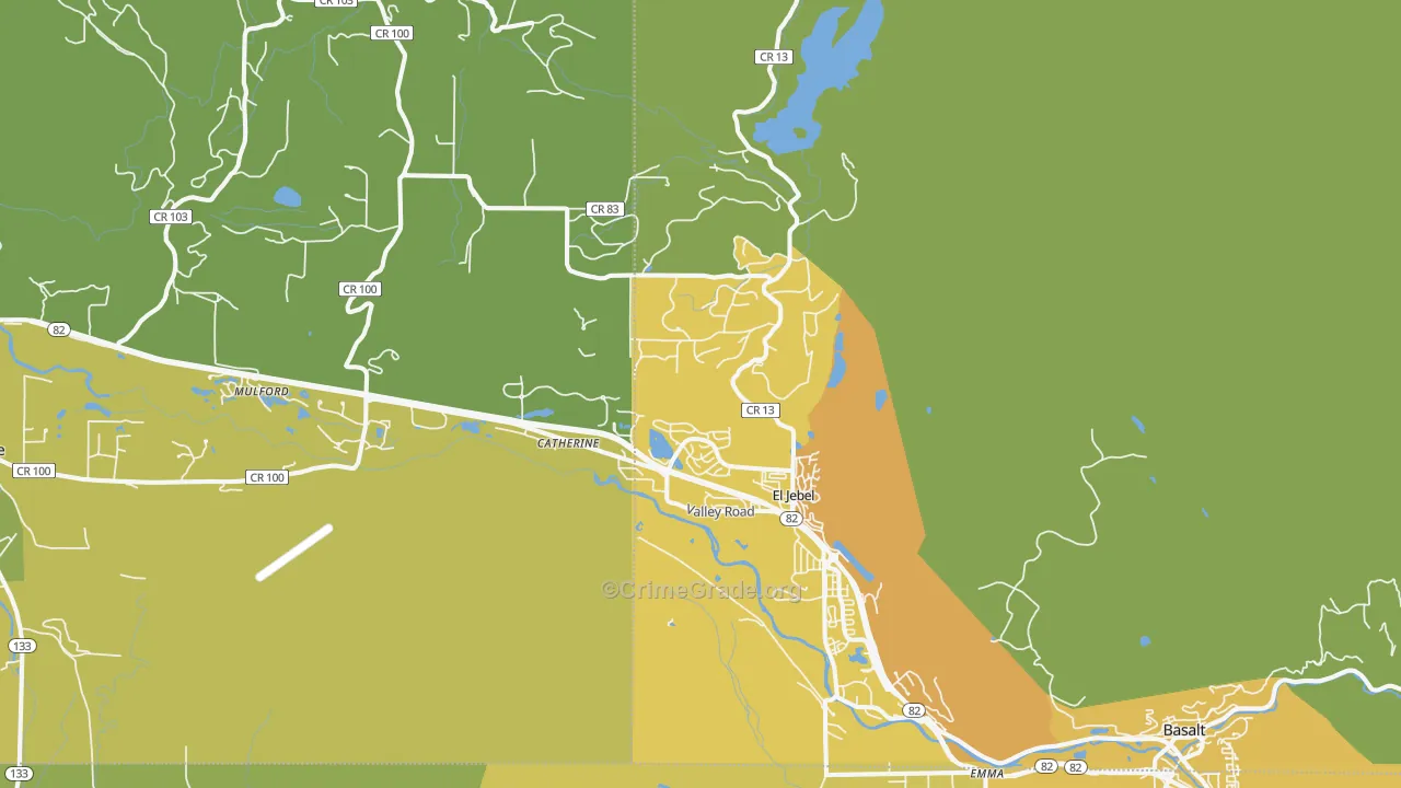 El Jebel, CO Map of Vehicle Theft Rates