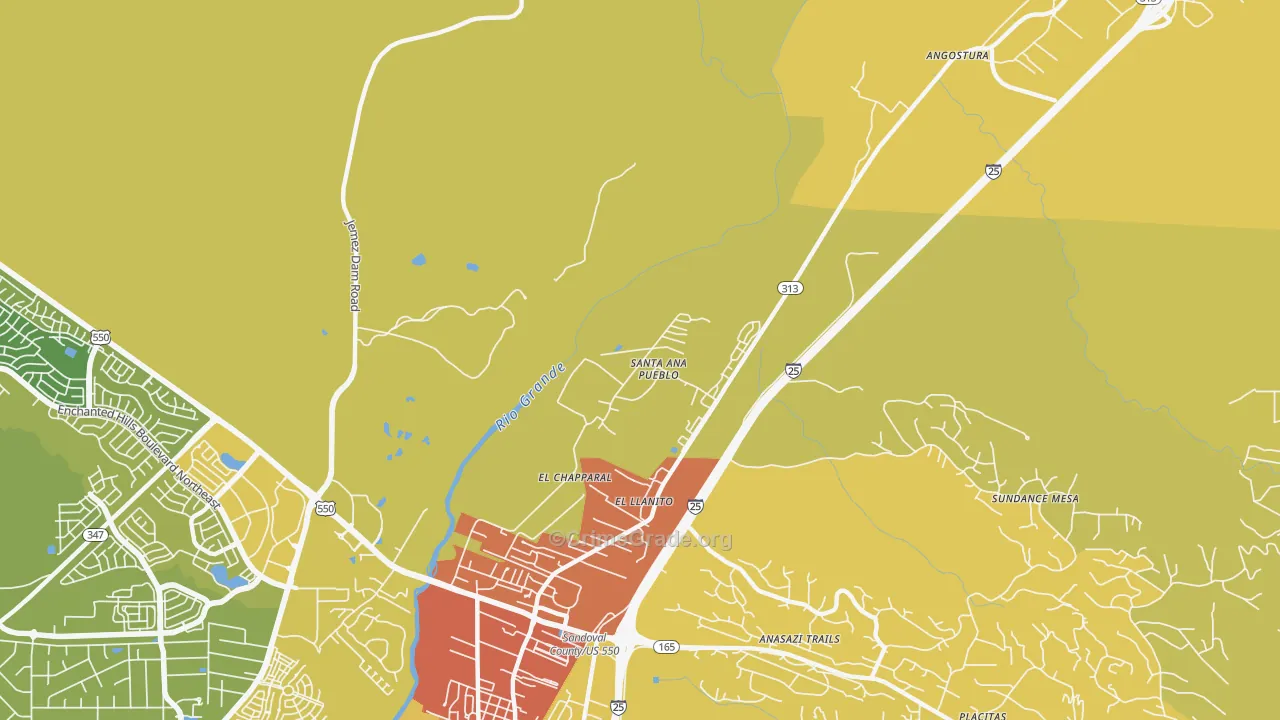 El Llanito, NM Map of Vehicle Theft Rates