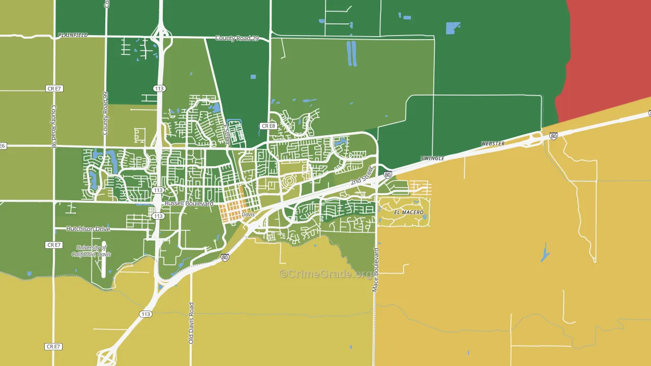 El Macero, CA Map of Vehicle Theft Rates