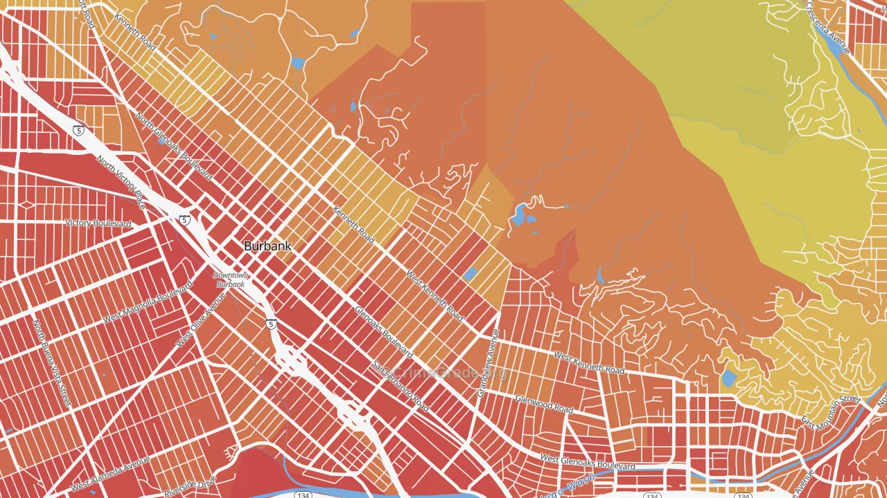 El Miradero, Glendale, CA Map of Vehicle Theft Rates