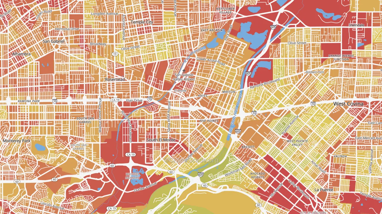 El Monte, CA Map of Vehicle Theft Rates