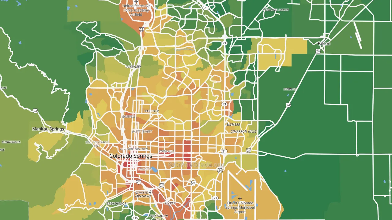 El Paso County, CO Map of Vehicle Theft Rates