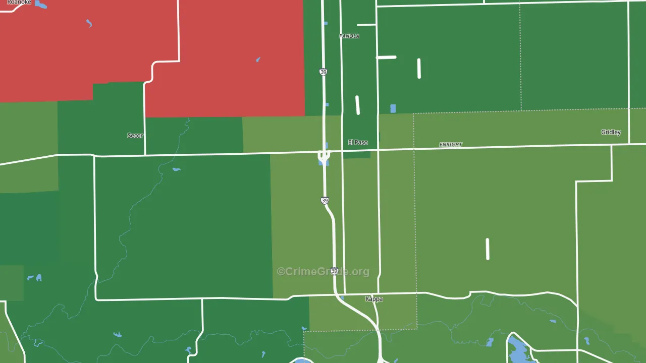 El Paso, IL Map of Vehicle Theft Rates