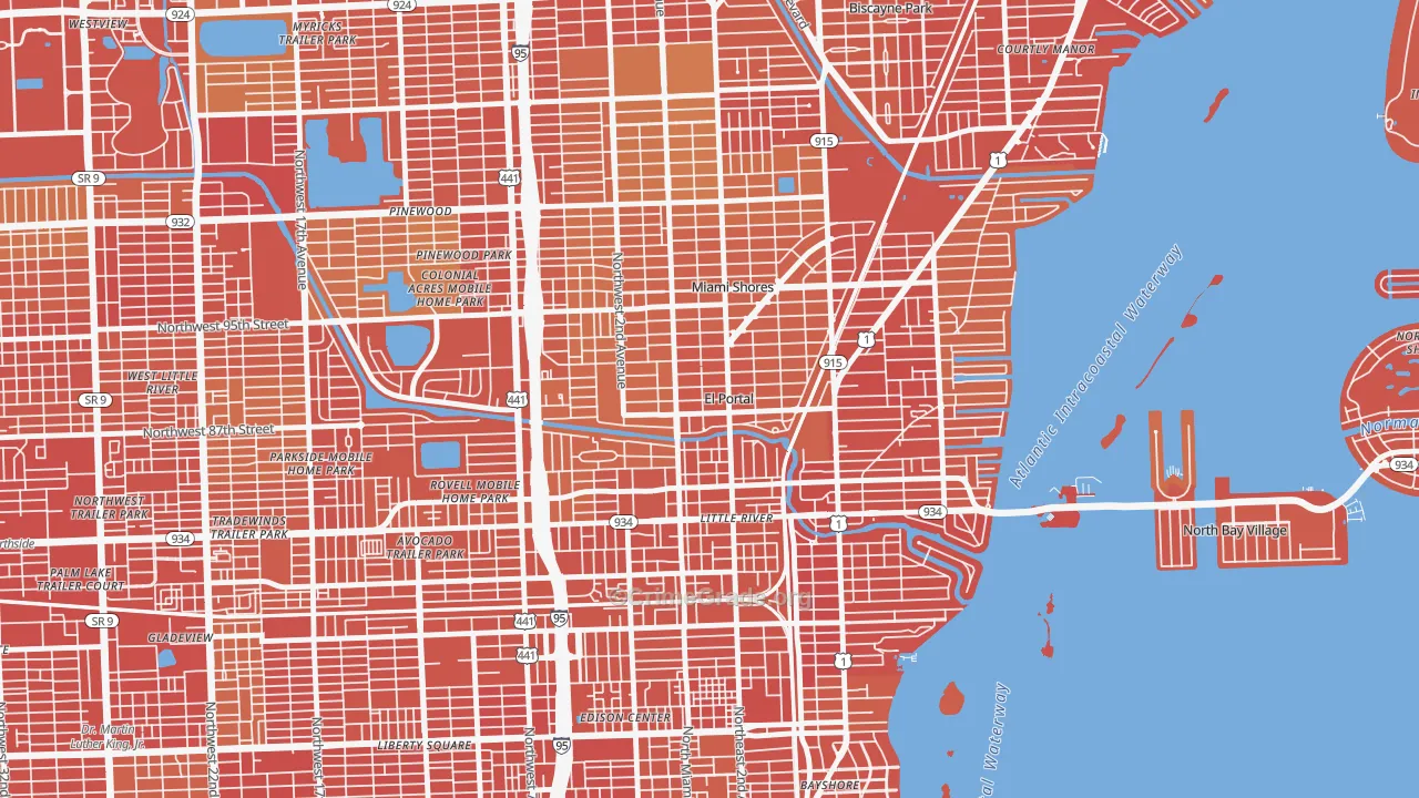 El Portal, FL Map of Vehicle Theft Rates