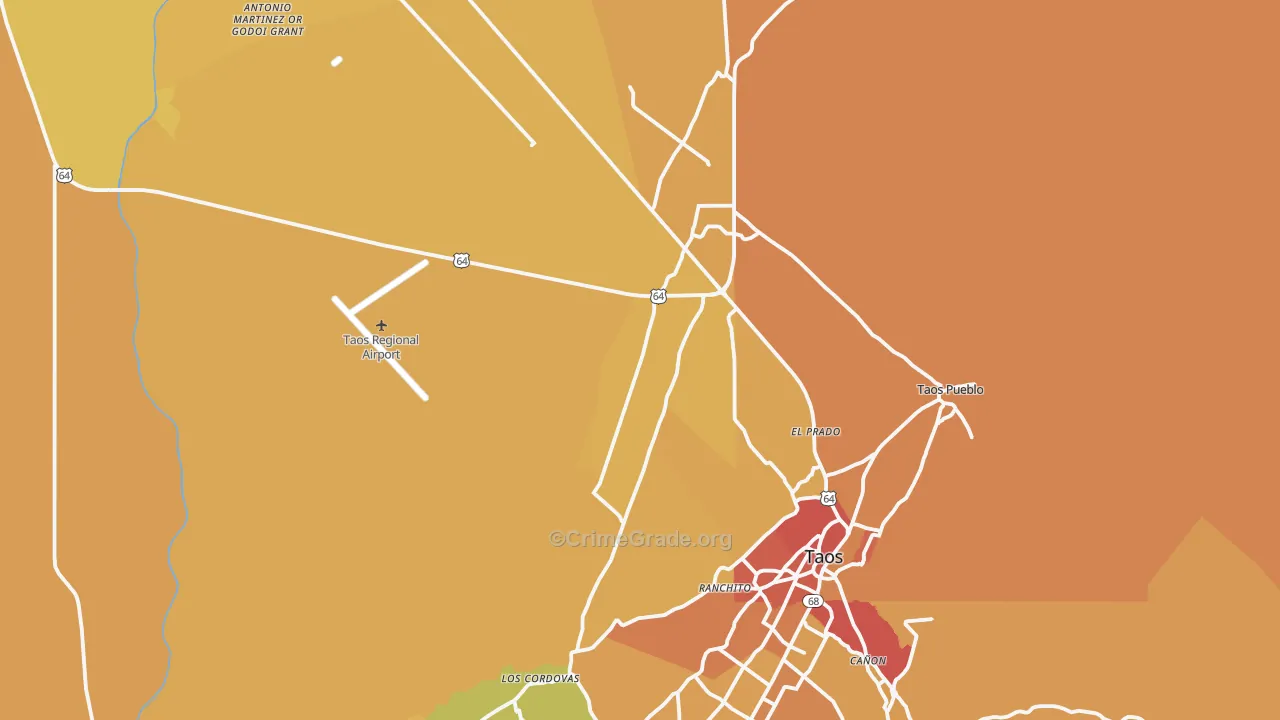 El Prado, NM Map of Vehicle Theft Rates