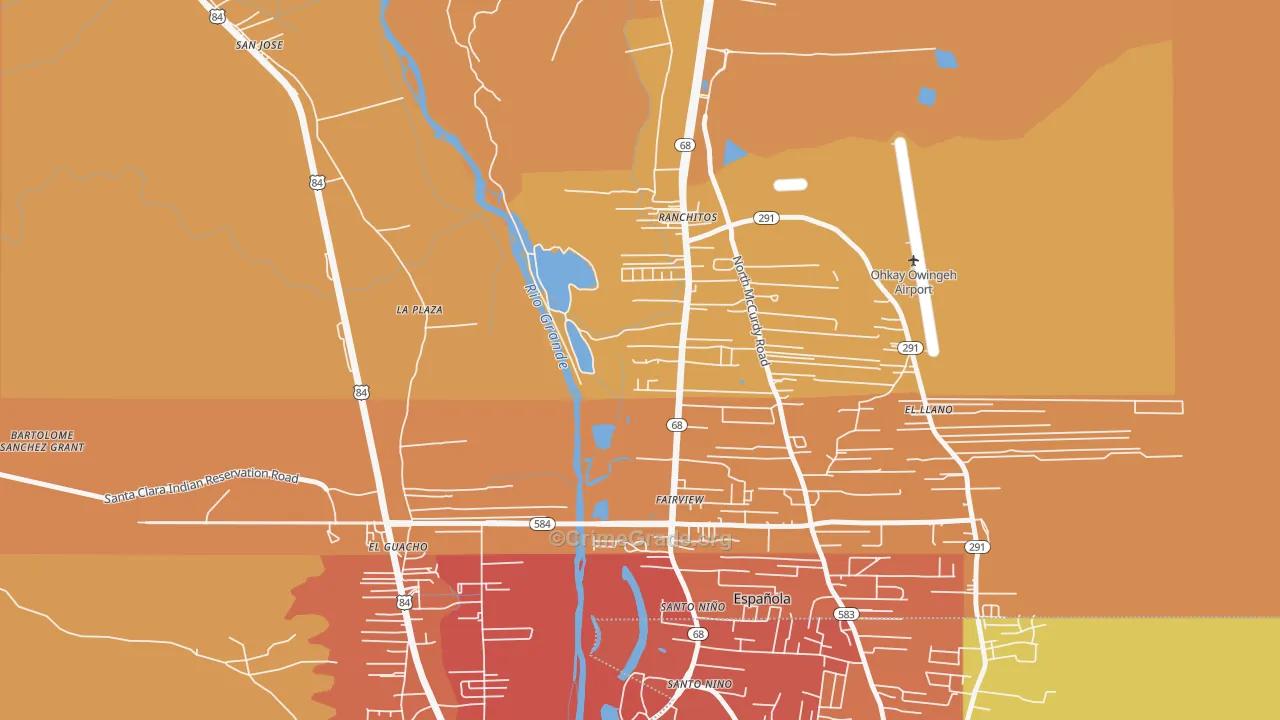El Rancho, NM Map of Vehicle Theft Rates