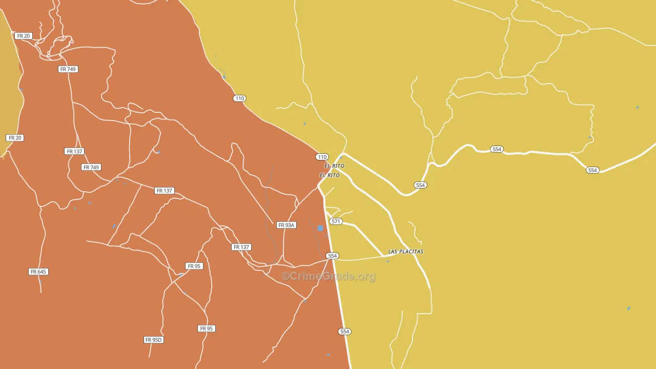 El Rito, NM Map of Vehicle Theft Rates