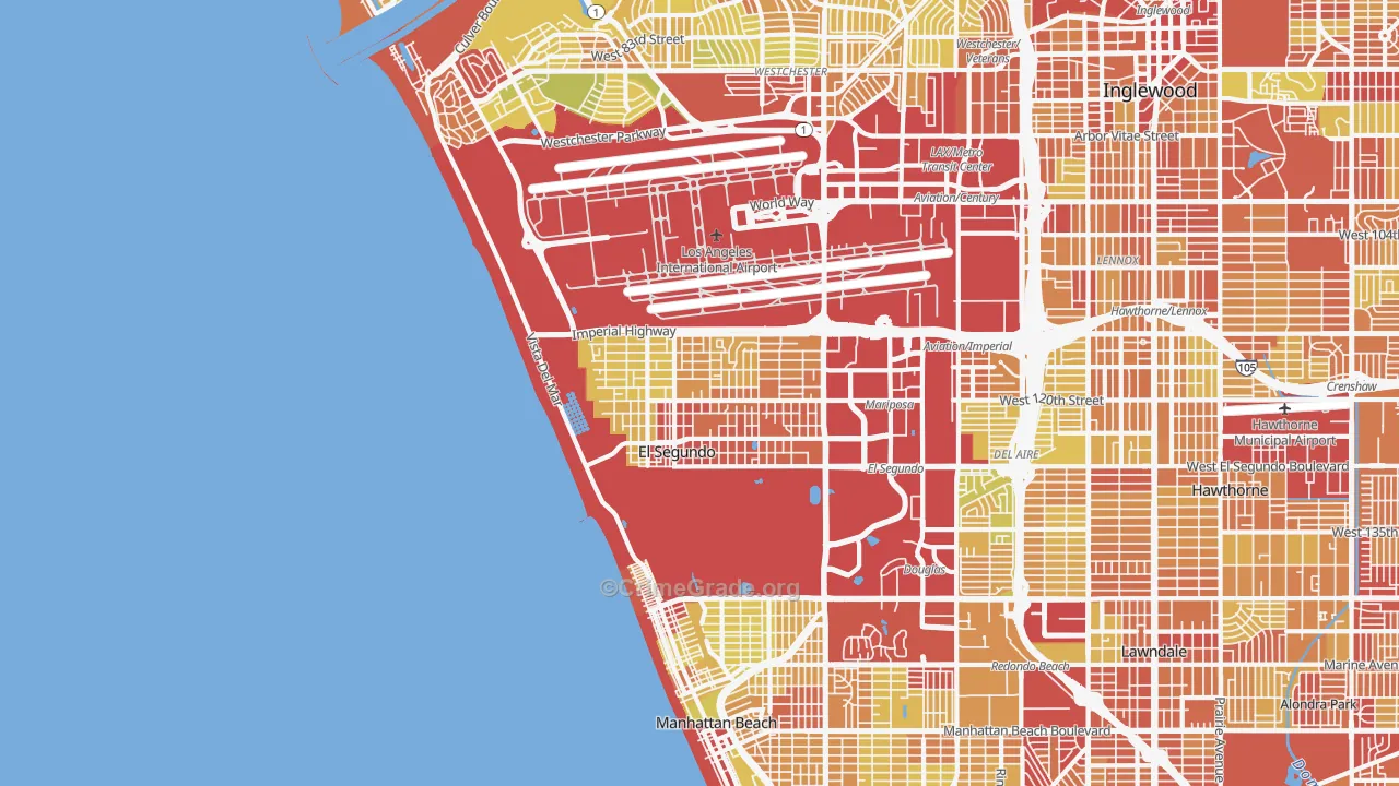 El Segundo, CA Map of Vehicle Theft Rates