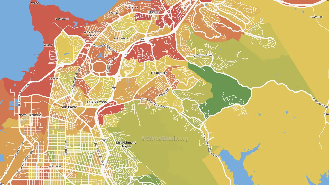 El Sobrante, CA Map of Vehicle Theft Rates