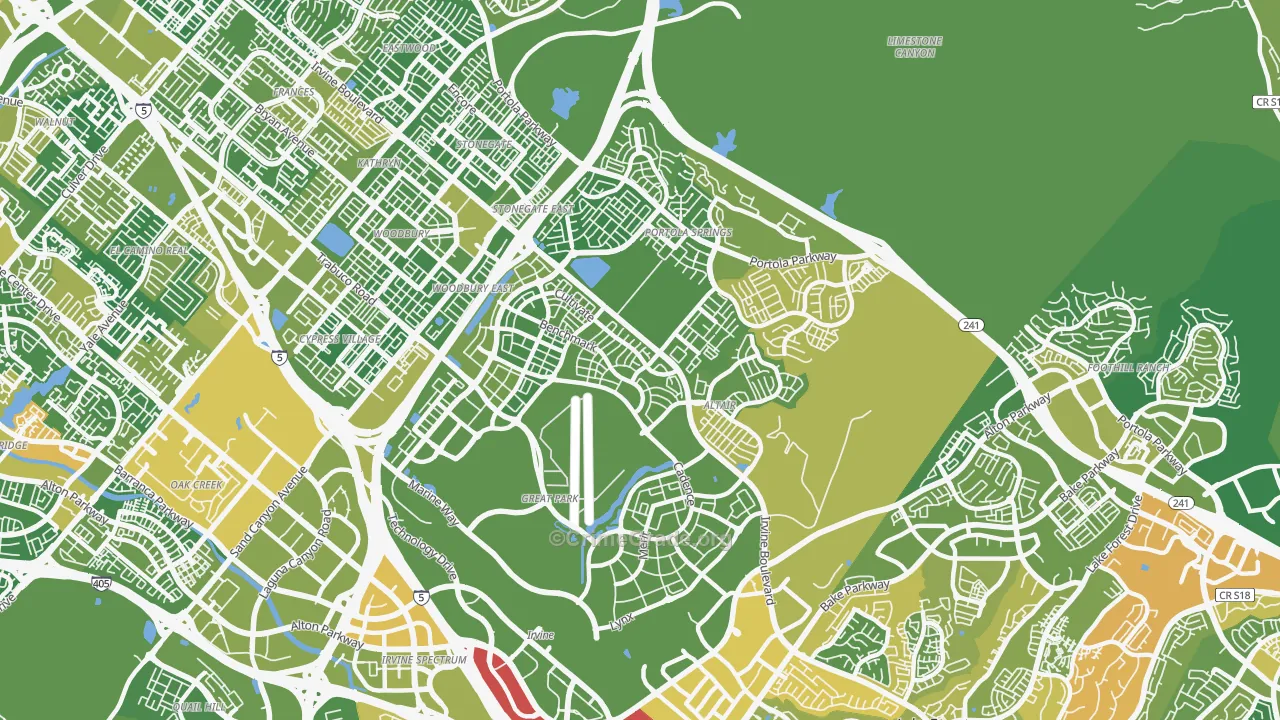El Toro Marine Air Station, Irvine, CA Map of Vehicle Theft Rates