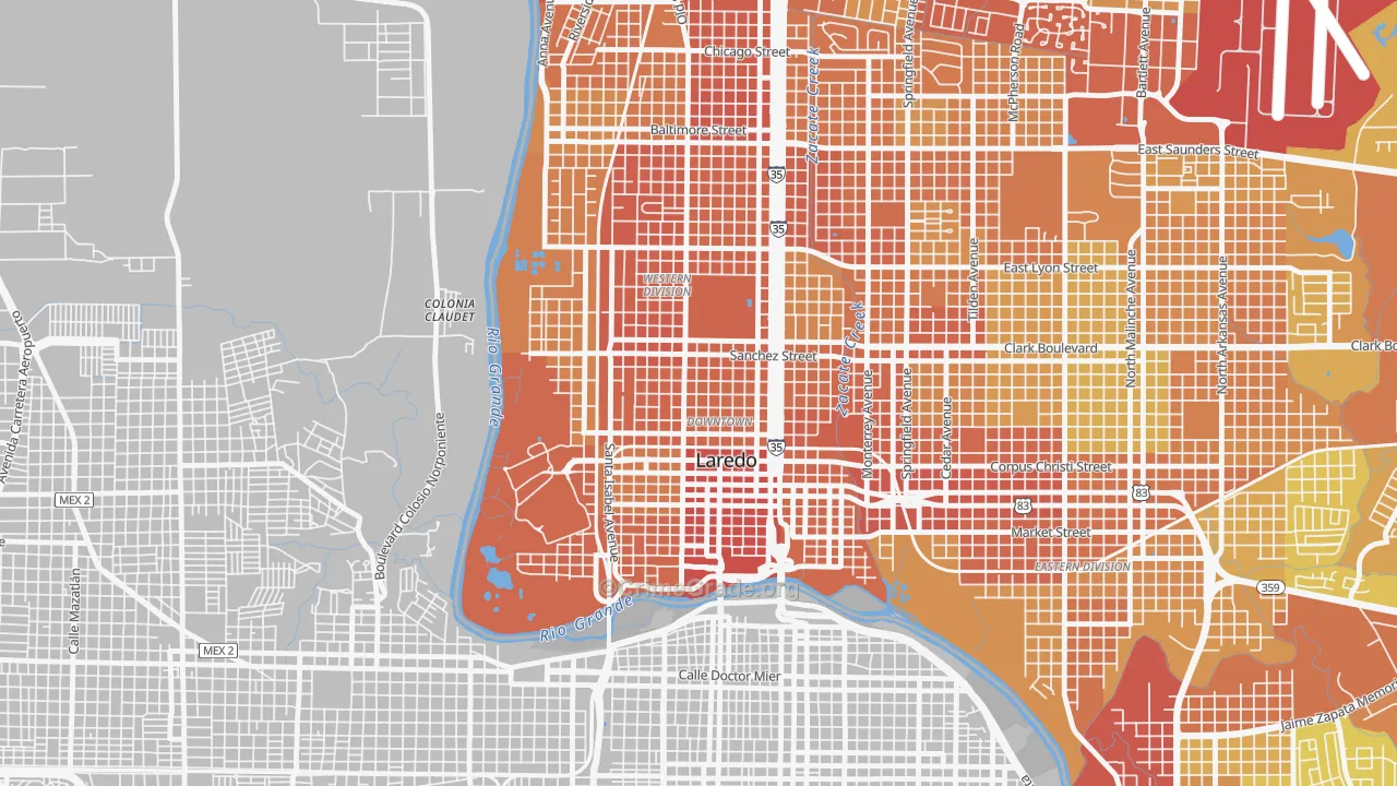 El Trece, Laredo, TX Map of Vehicle Theft Rates
