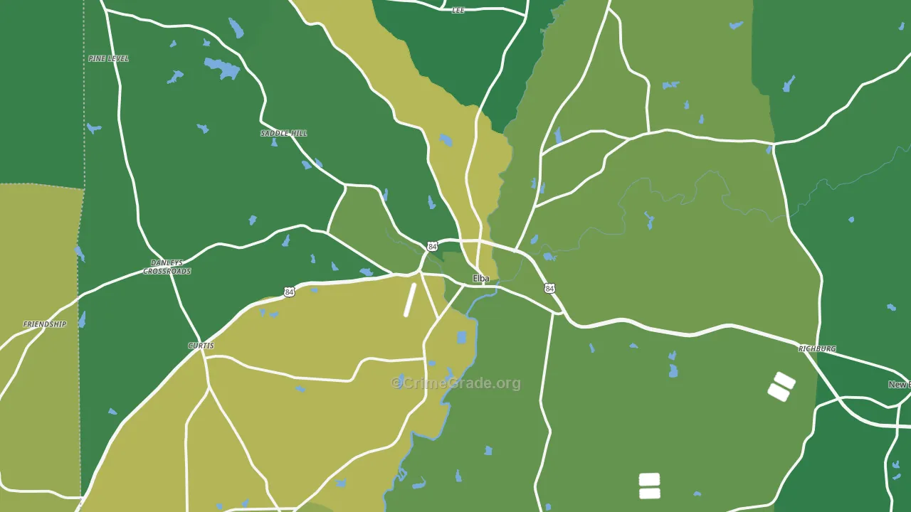 Elba, AL Map of Vehicle Theft Rates