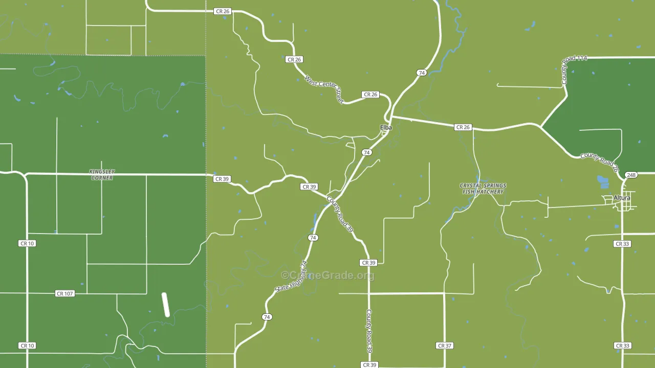 Elba, MN Map of Vehicle Theft Rates
