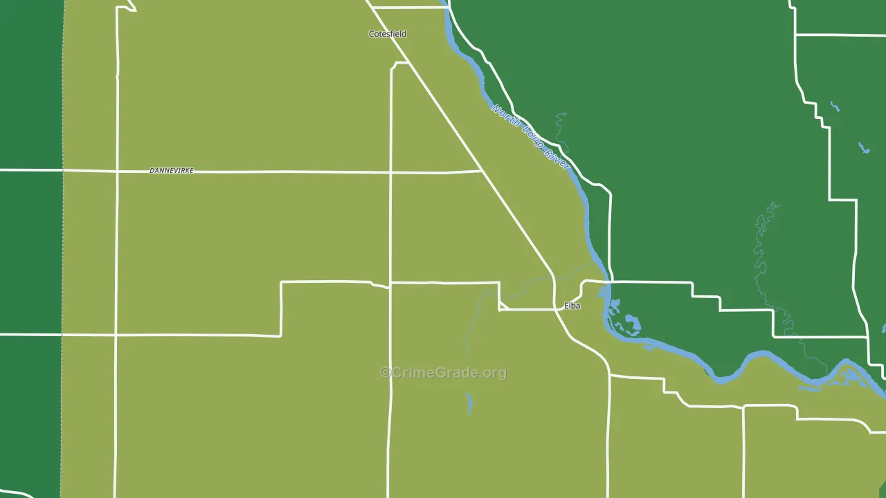 Elba, NE Map of Vehicle Theft Rates