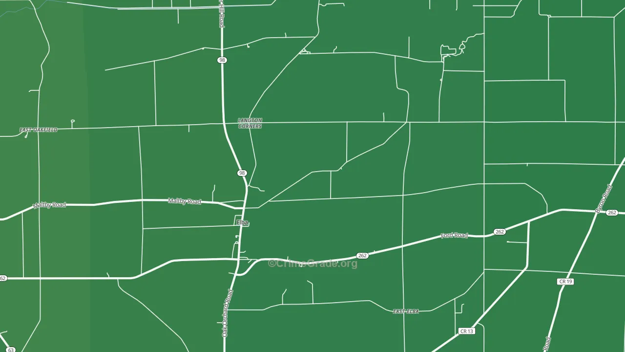 Elba, NY Map of Vehicle Theft Rates