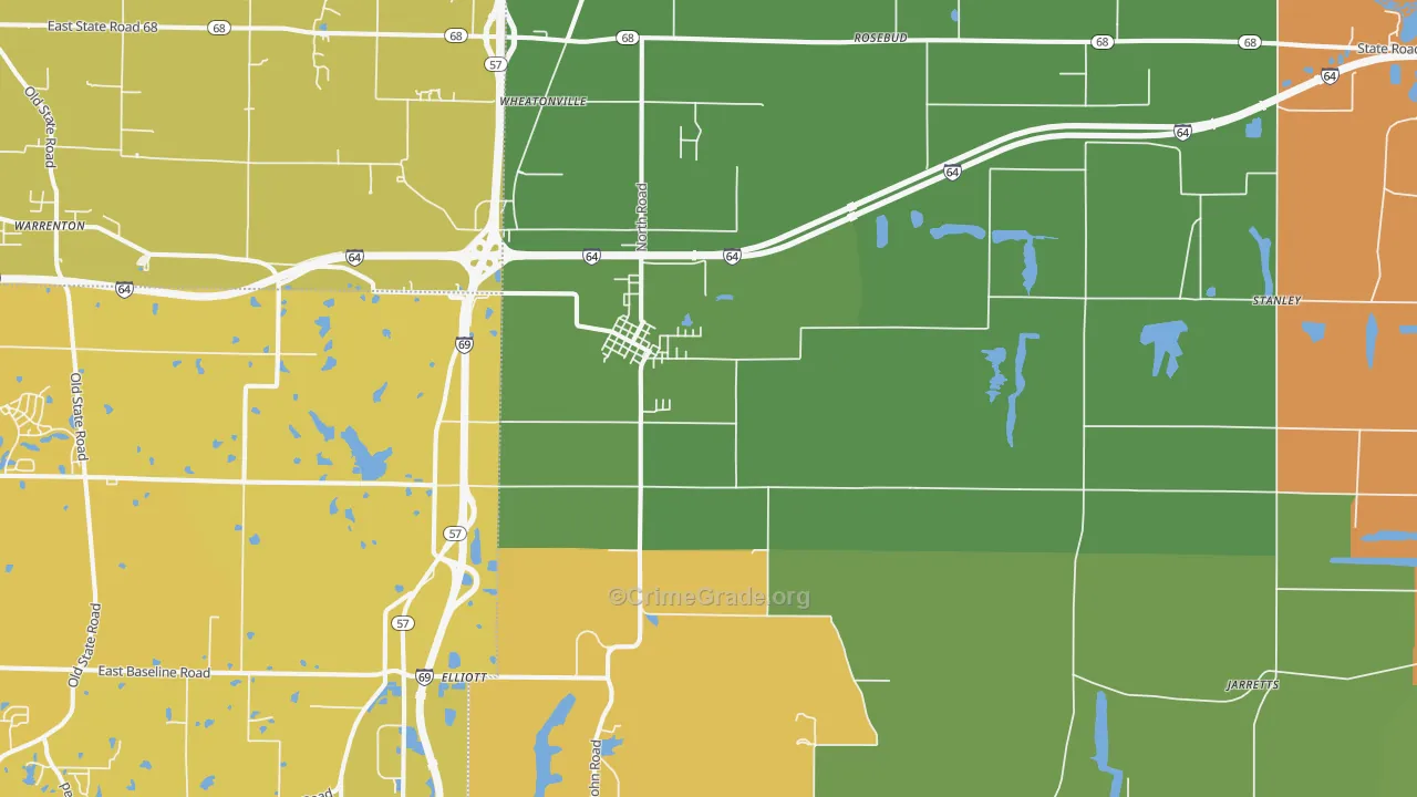 Elberfeld, IN Map of Vehicle Theft Rates