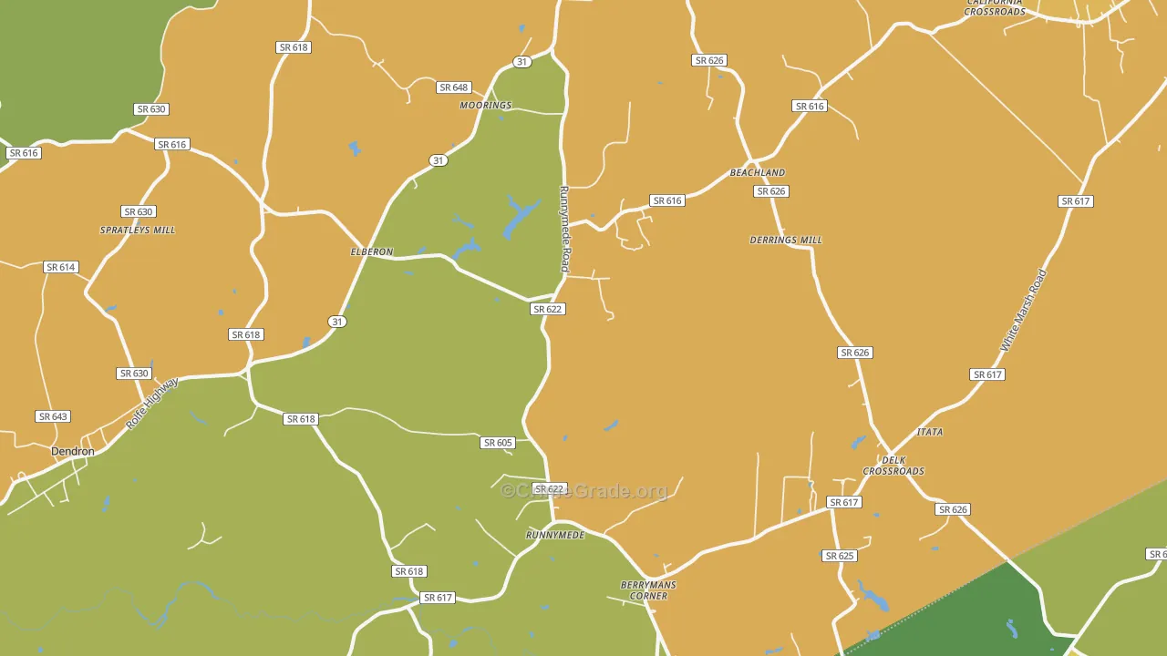 Elberon, VA Map of Vehicle Theft Rates