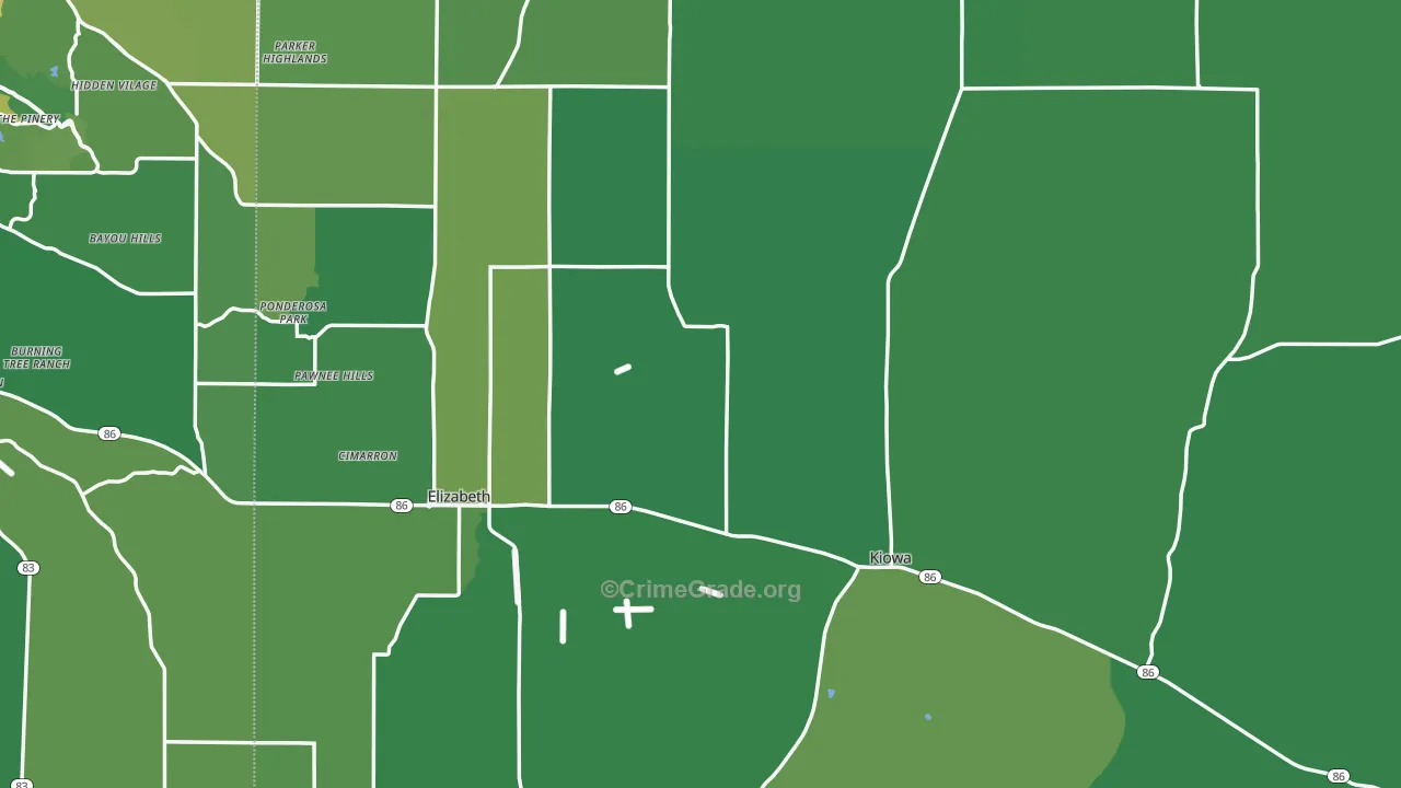 Elbert County, CO Map of Vehicle Theft Rates