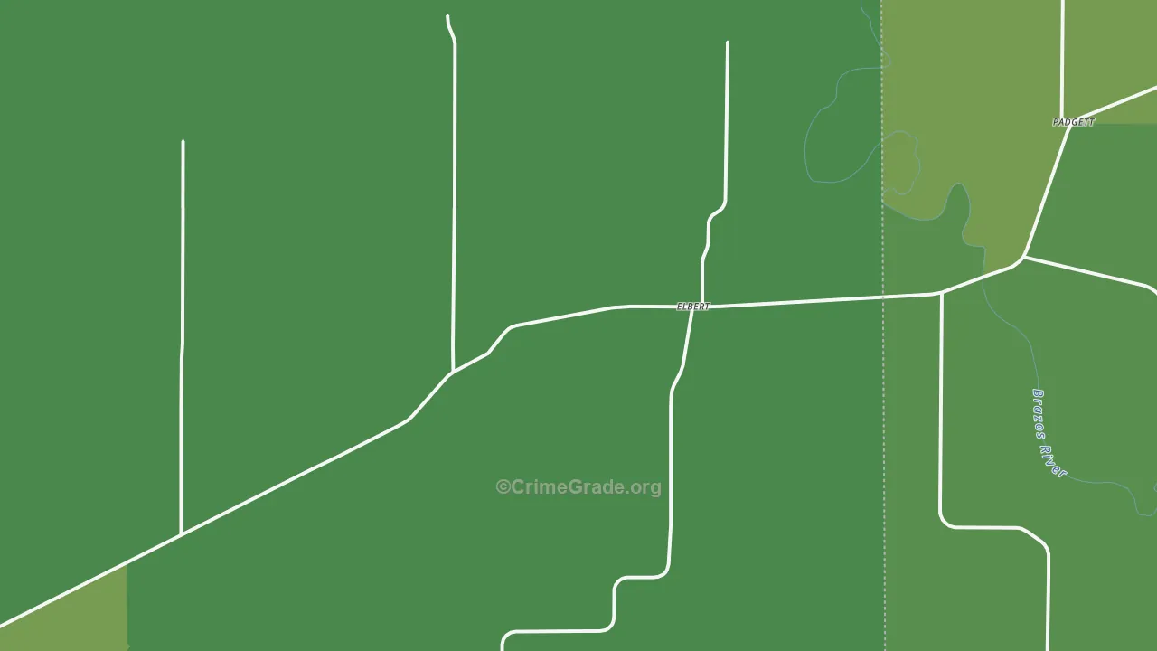 Elbert, TX Map of Vehicle Theft Rates
