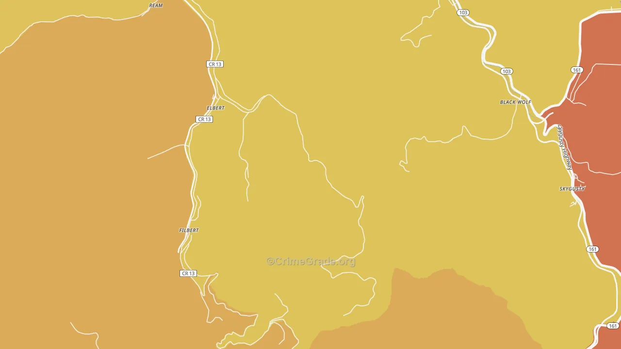Elbert, WV Map of Vehicle Theft Rates