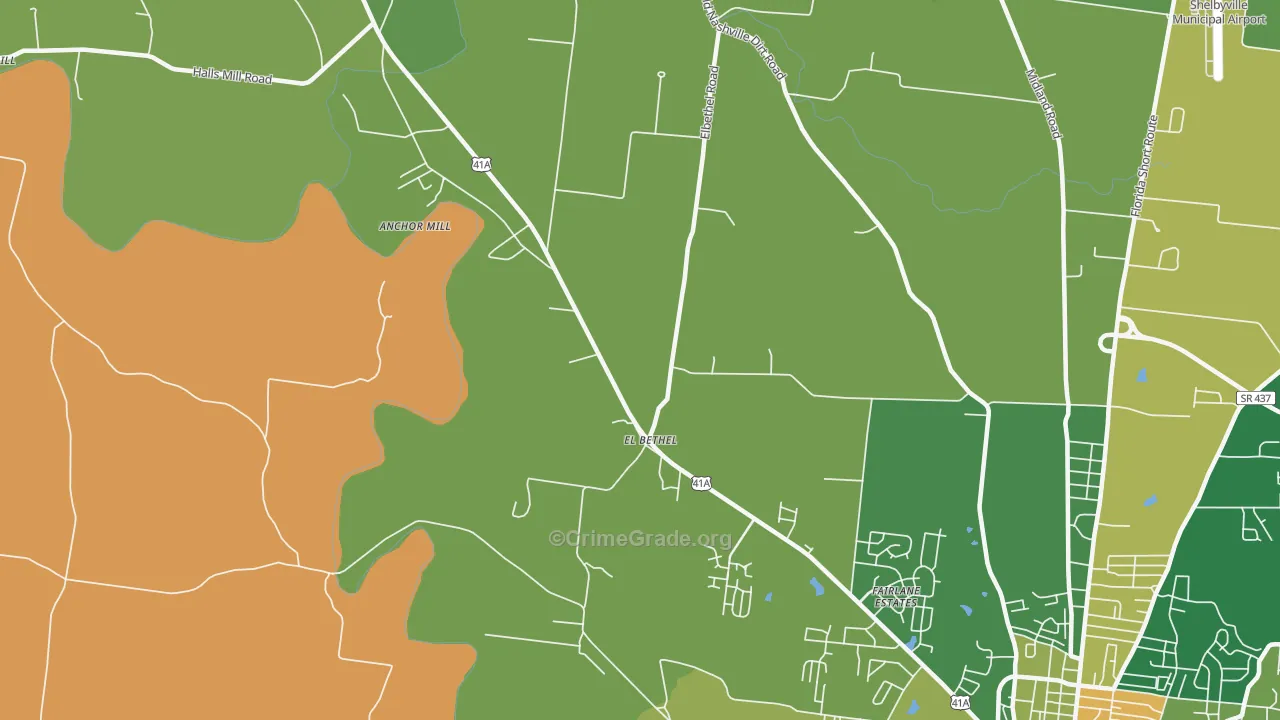 Elbethel, TN Map of Vehicle Theft Rates