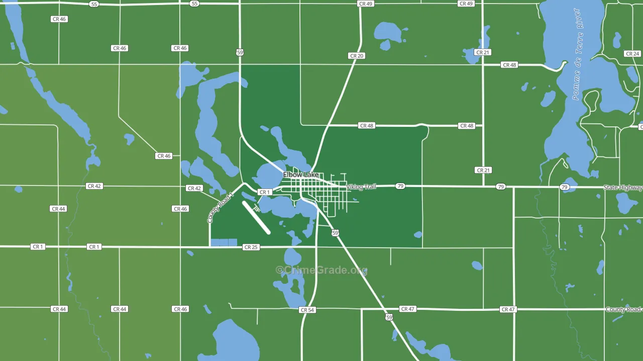 Elbow Lake, MN Map of Vehicle Theft Rates