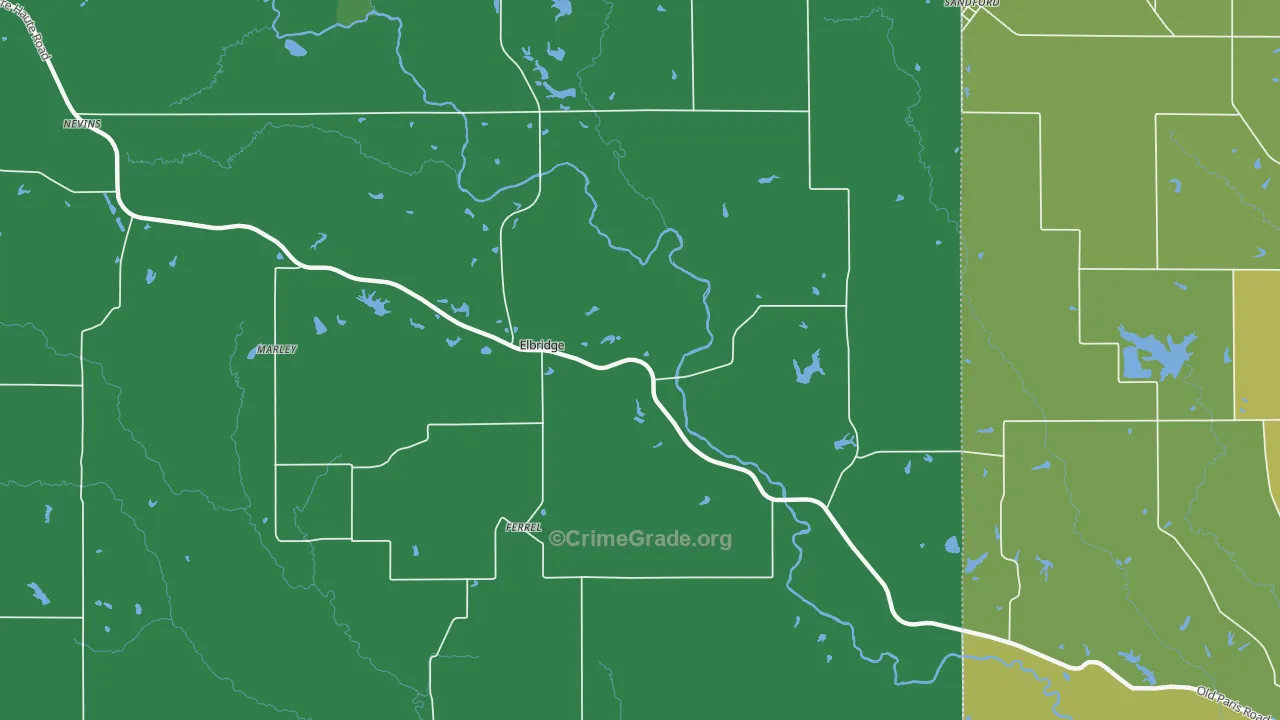 Elbridge, IL Map of Vehicle Theft Rates
