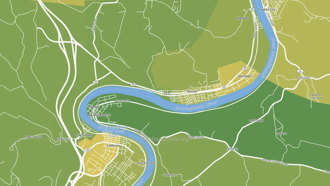 Elco, PA Map of Vehicle Theft Rates