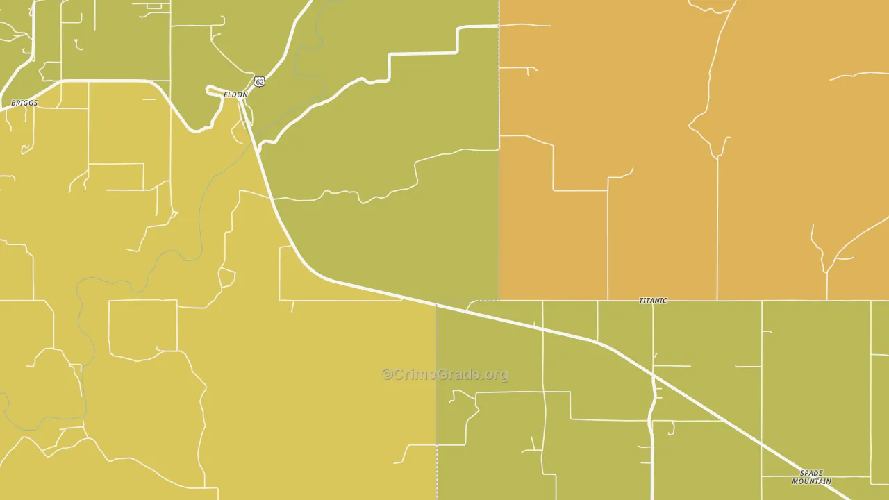 Eldon, OK Map of Vehicle Theft Rates