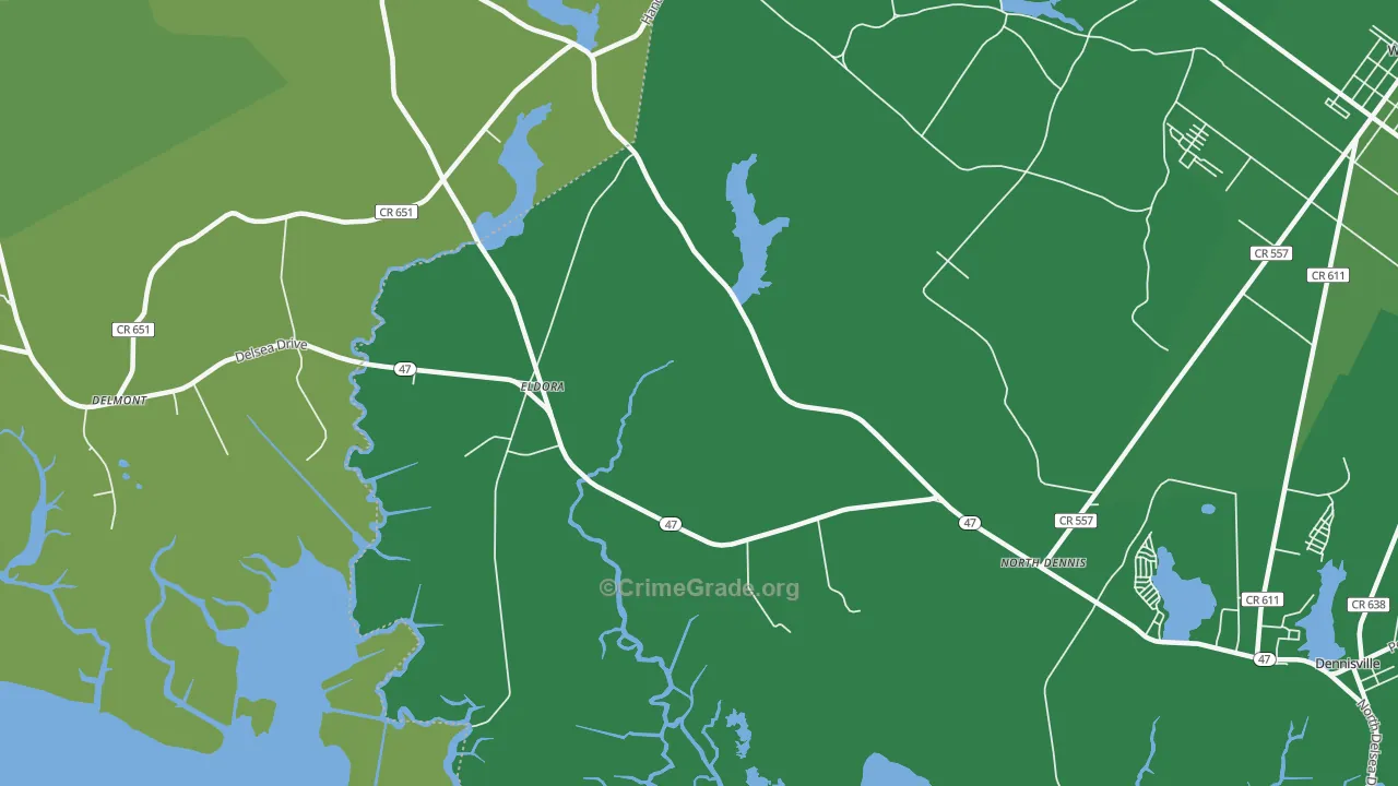 Eldora, NJ Map of Vehicle Theft Rates
