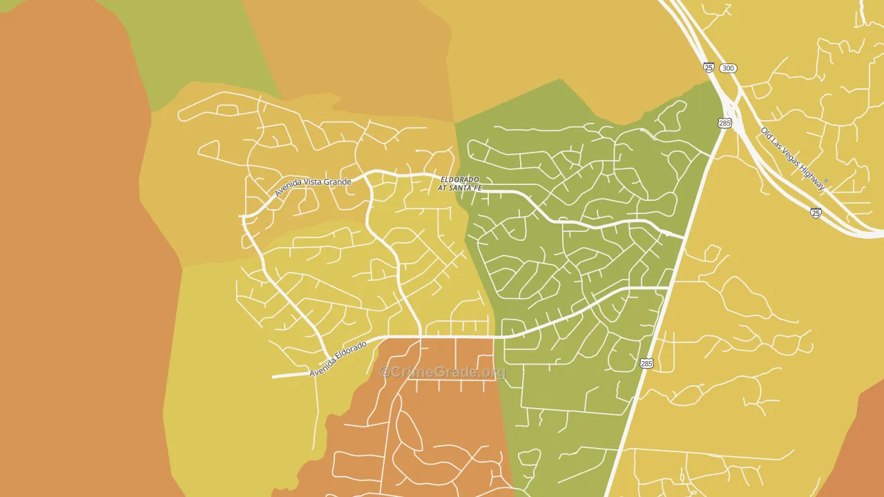 Eldorado at Santa Fe, NM Map of Vehicle Theft Rates