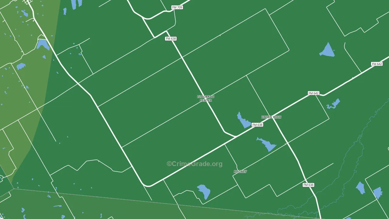 Eldorado Center, TX Map of Vehicle Theft Rates