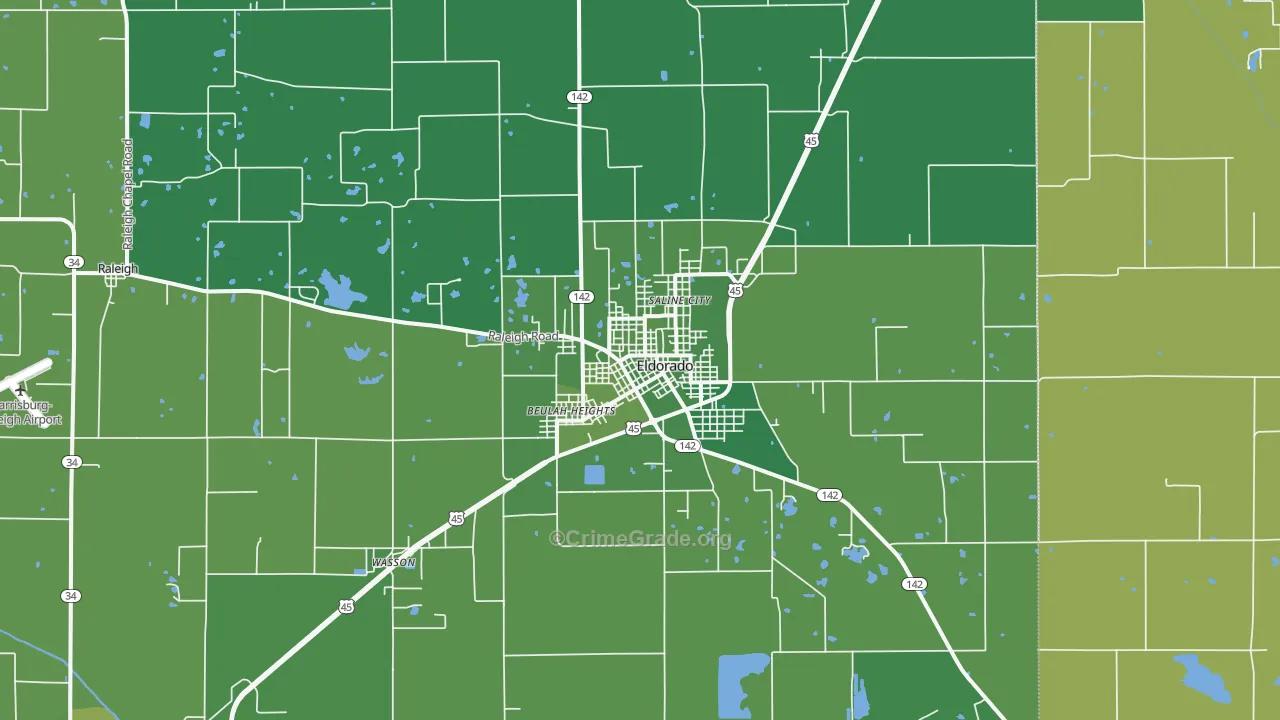 Eldorado, IL Map of Vehicle Theft Rates
