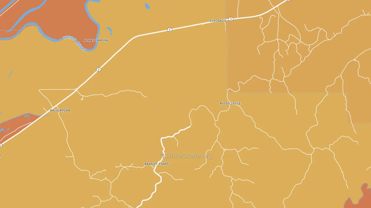 Eldorado, MS Map of Vehicle Theft Rates