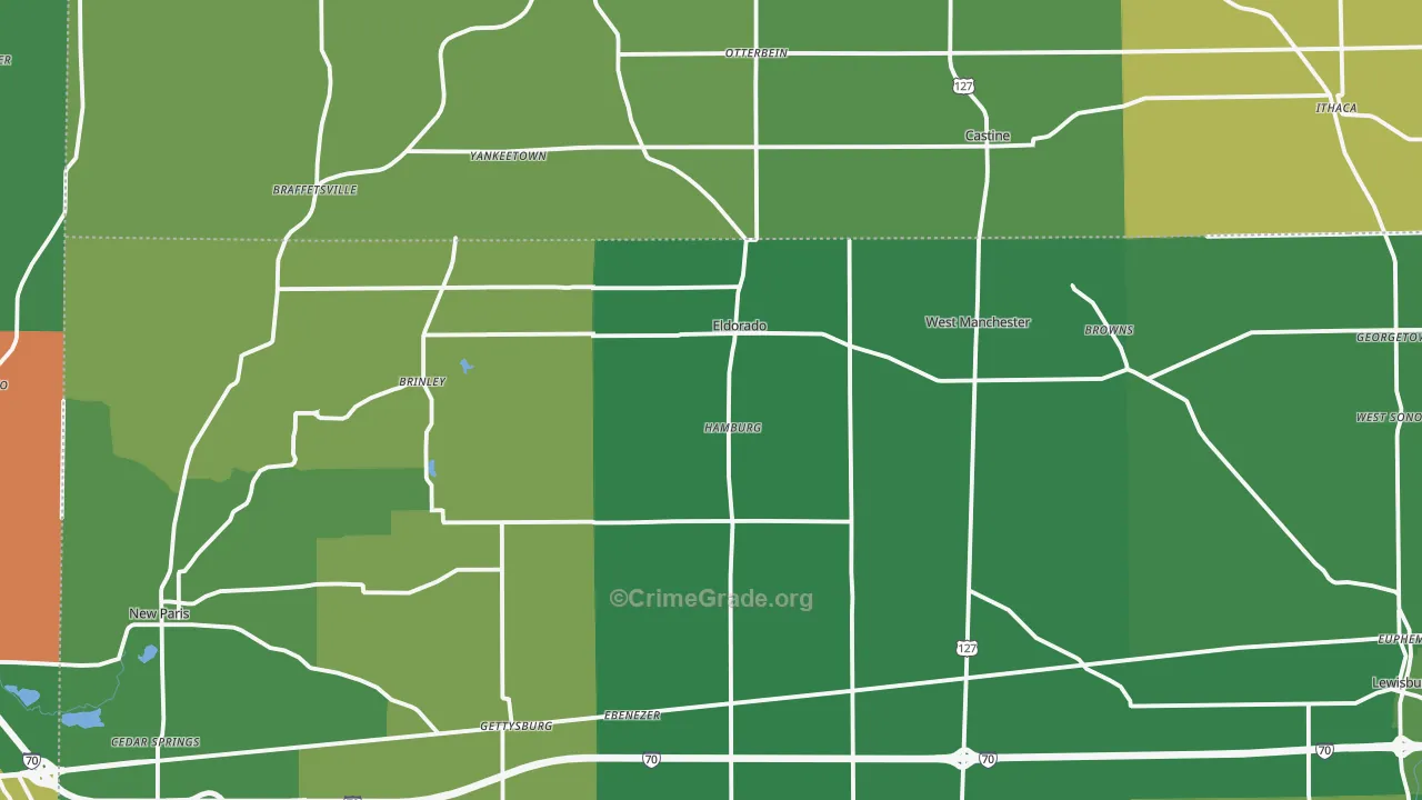Eldorado, OH Map of Vehicle Theft Rates