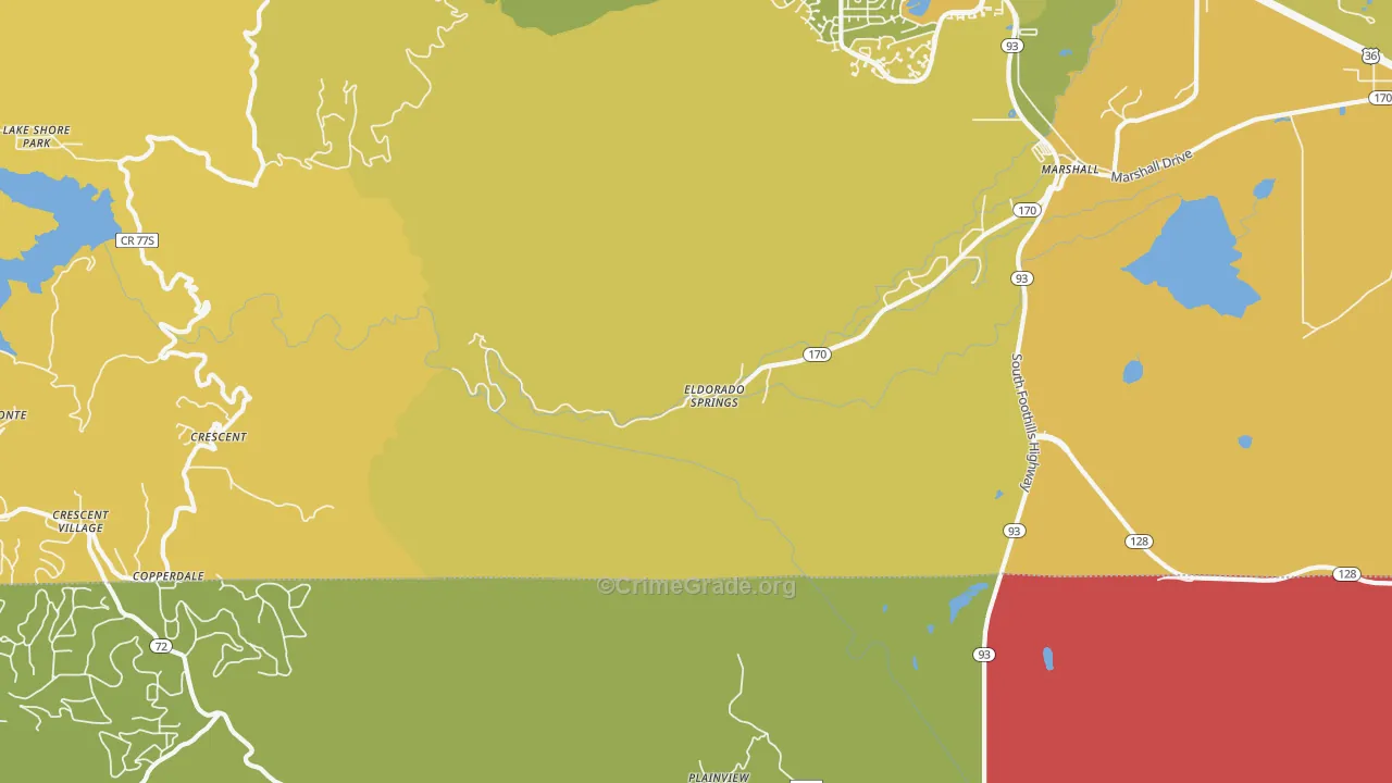 Eldorado Springs, CO Map of Vehicle Theft Rates