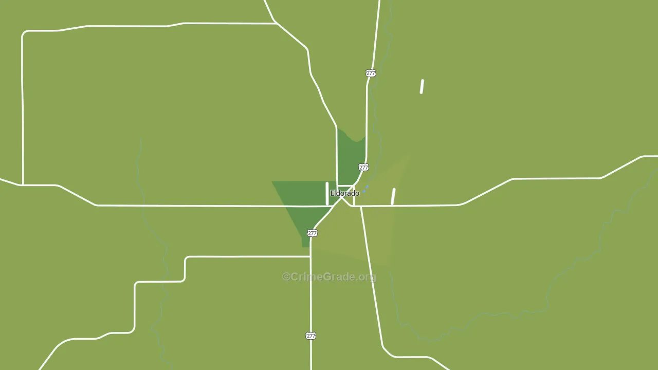 Eldorado, TX Map of Vehicle Theft Rates