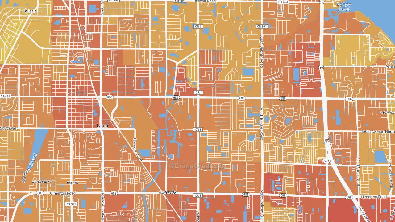 Eldorado Village, Largo, FL Map of Vehicle Theft Rates